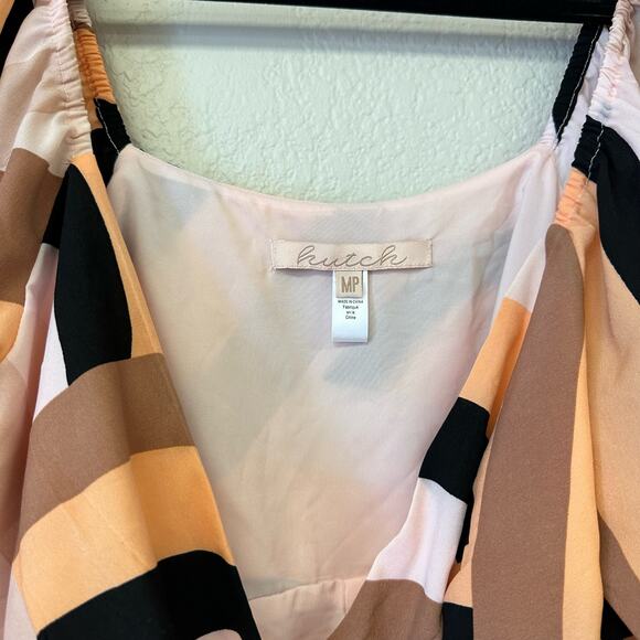 Hutch Geo Wrap Mini Dress Long Sleeve Patterned Pink Combo Size Medium Petite - Picture 6 of 6